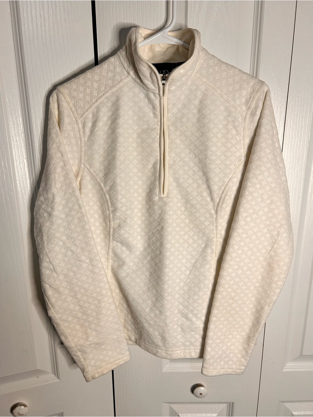 Lands' End Women’s Size Small White Quarter-Zip Textured Pullover Sweater Jacket